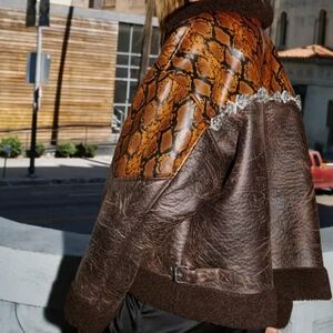 Nasty Gal Brown and Tan Bomber Jacket